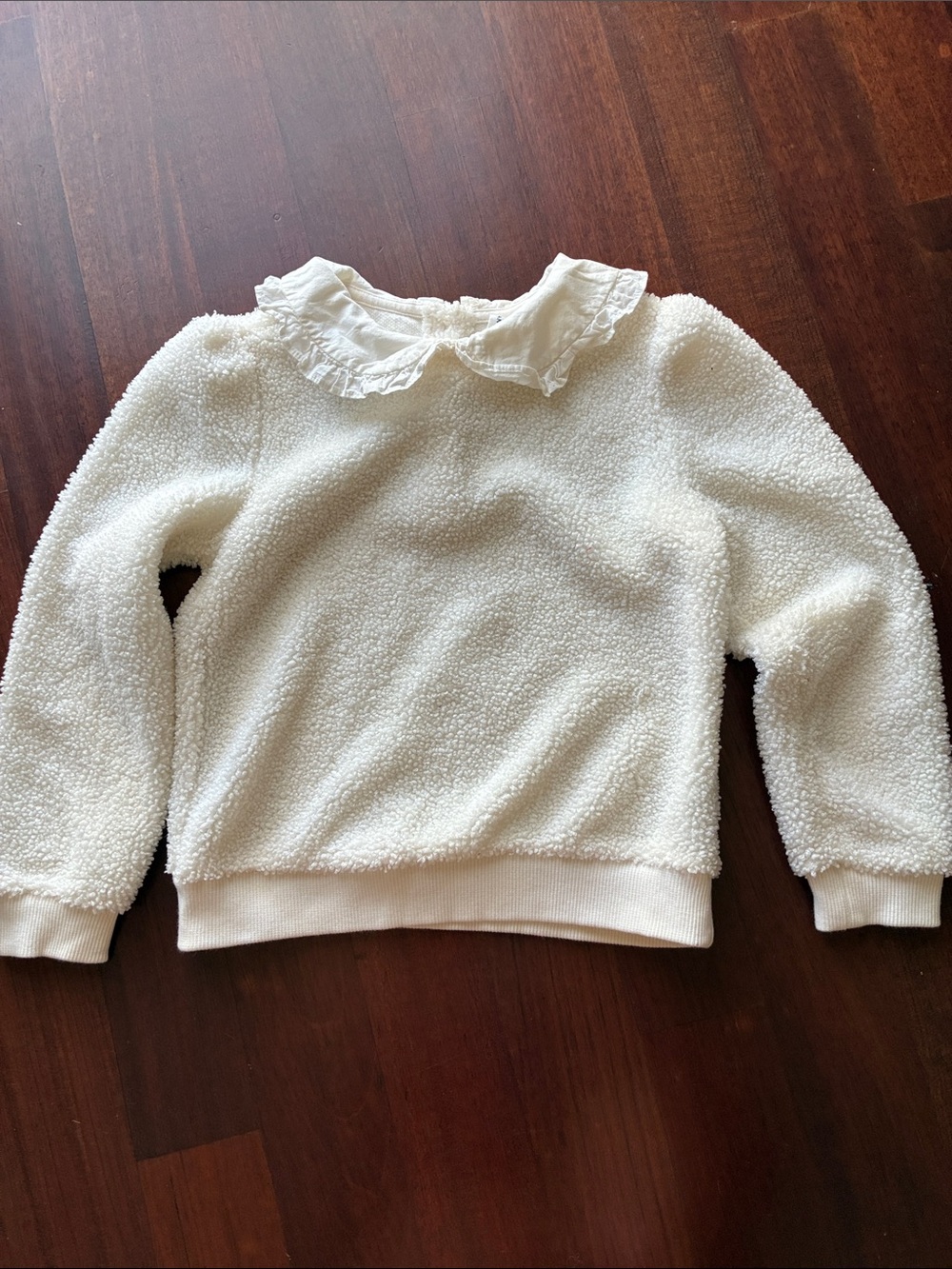Janie and Jack Cream Ruffle Collar Teddy Sweater
